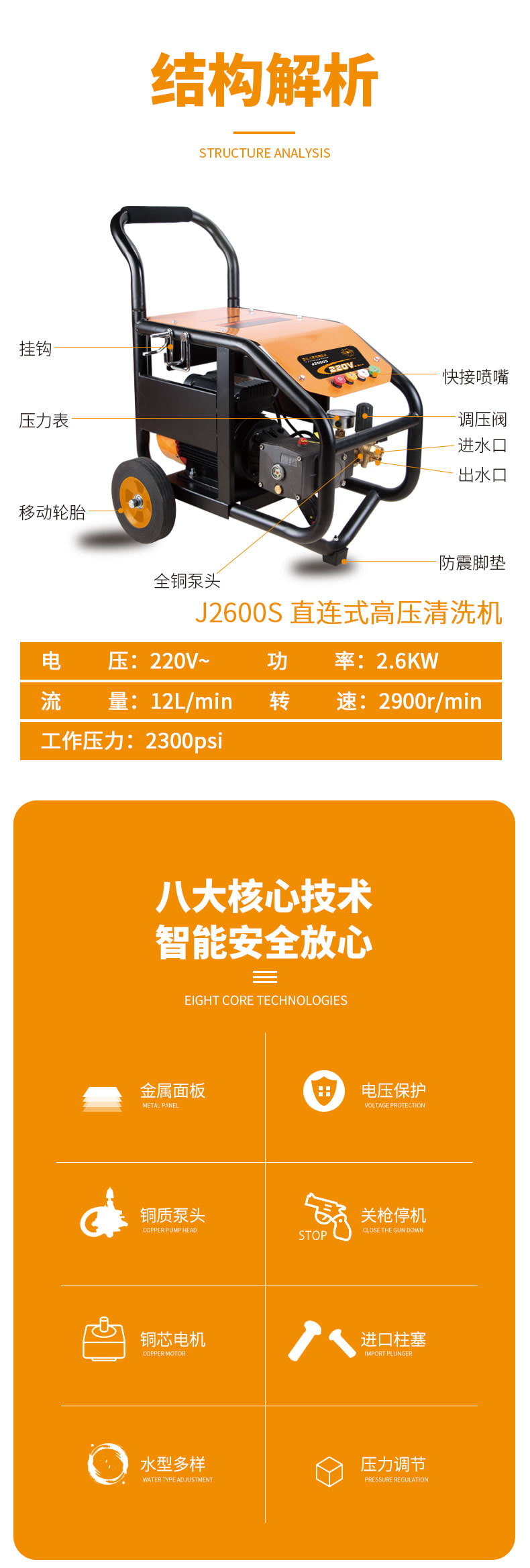 佳捷仕j2600s直连式超高压清洗机